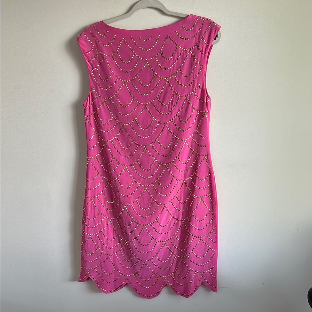 Trina Turk 100% Silk Pink Beaded Shift Dress, size 6 - Picture 2 of 8